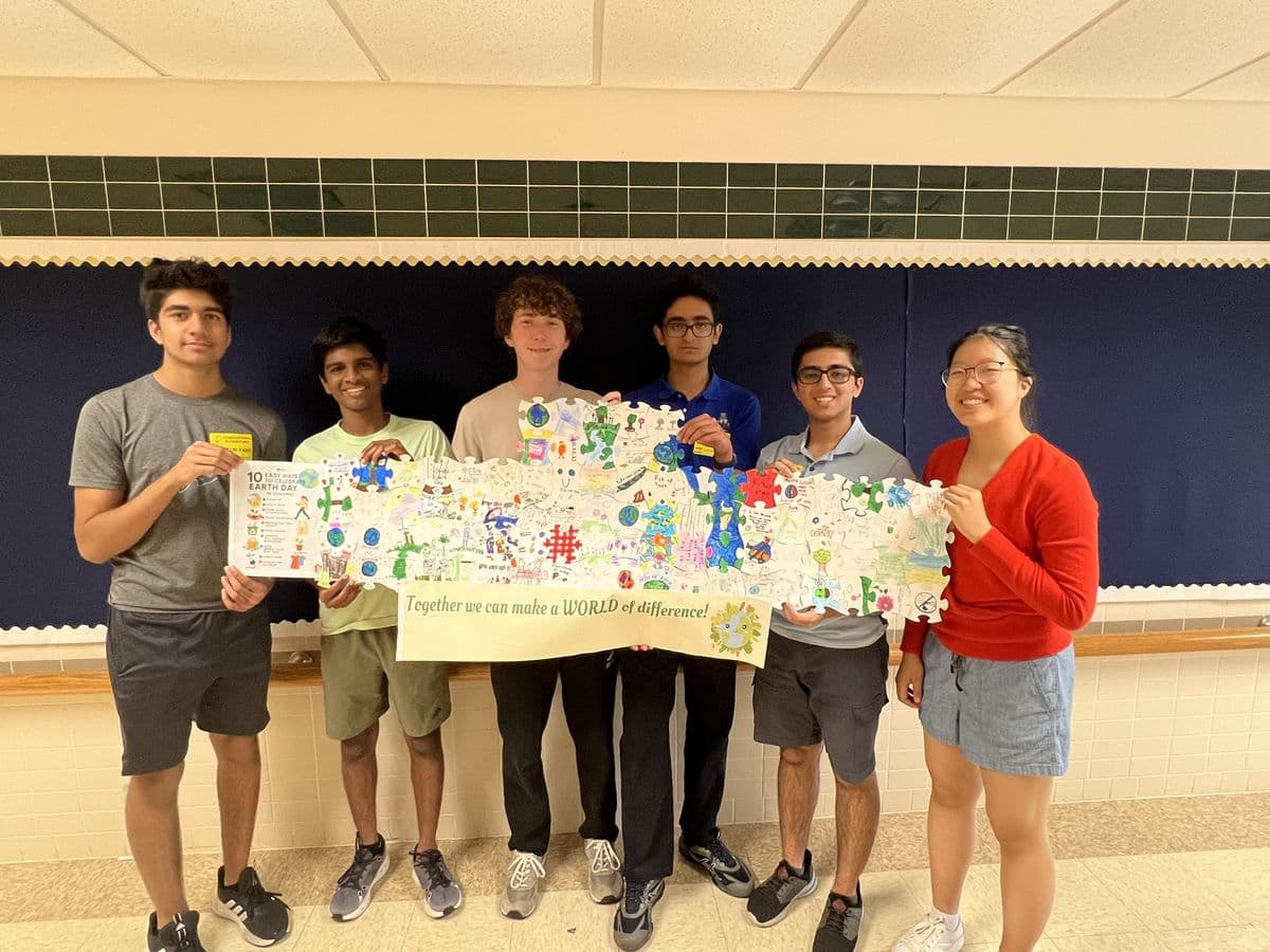 Completed puzzle pieces showing student contributions